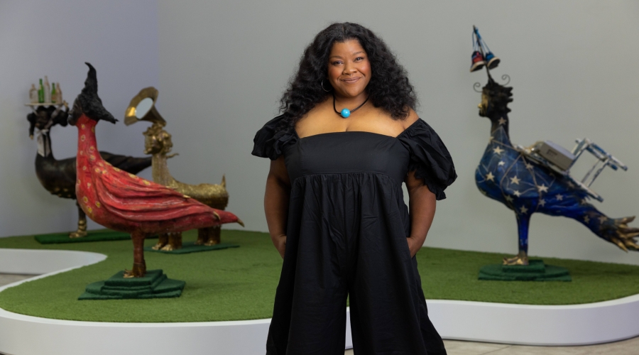 vanessa german portrait in exhibition space. Photograph by Joshua Franzos